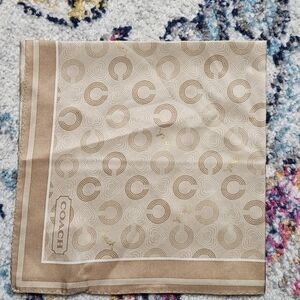 Coach Tan and Gold Geometric Scarf